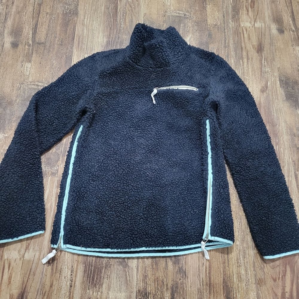L.L. Bean Signature Dark Blue Sherpa Fleece 1/4 Zip Pullover Jacket XS